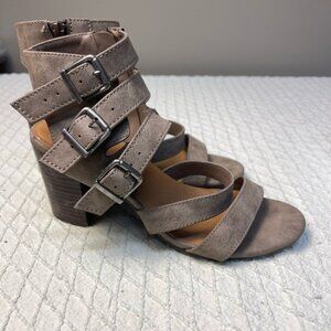 Jellypop Taupe Multi-Strap Heels